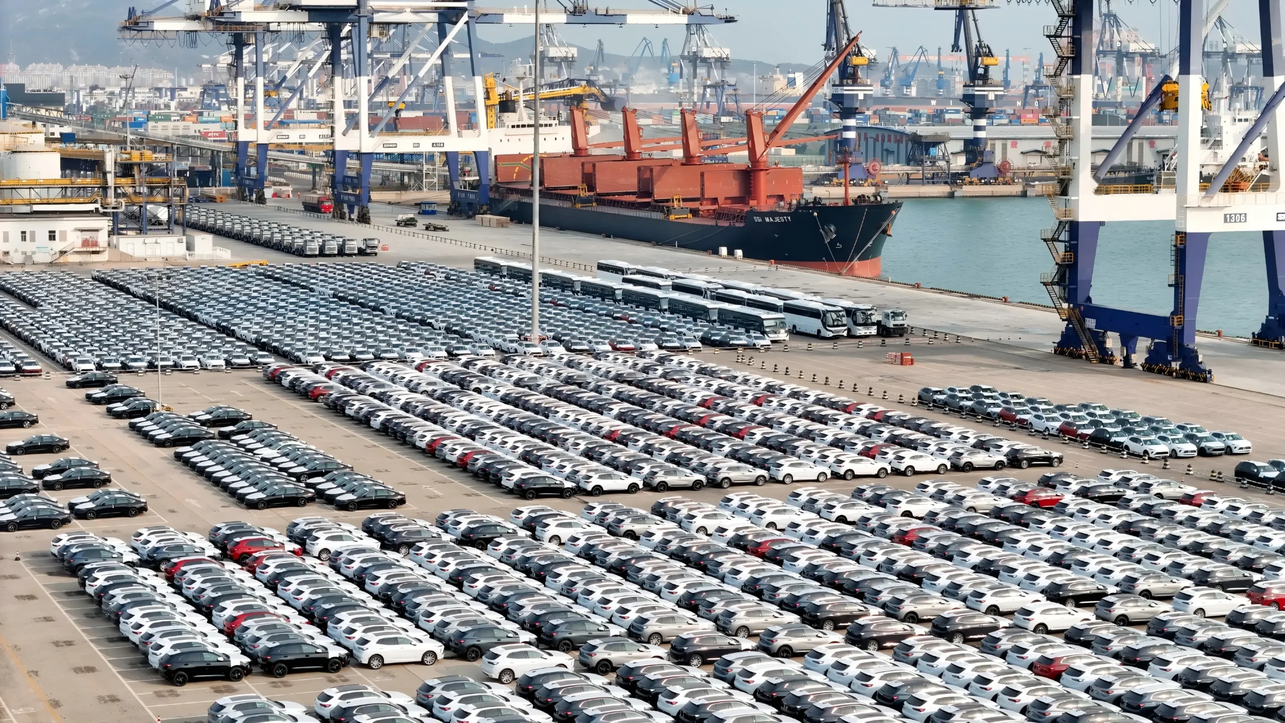Vehicles dispatched from an export terminal